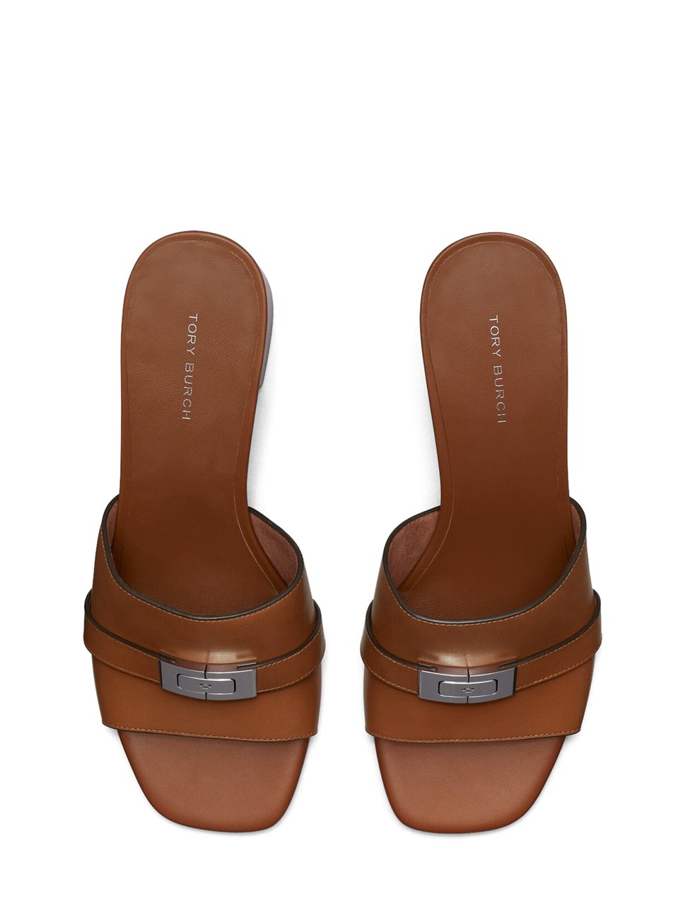 Tory Burch Open-Toe Heeled Mules with Block Heel Rood