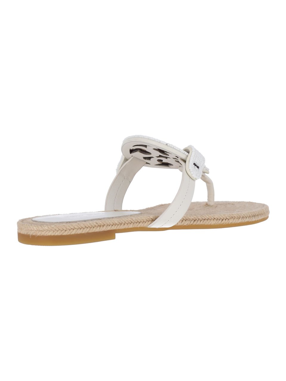 Tory Burch White Leather Miller Espadrilles Flats Wit