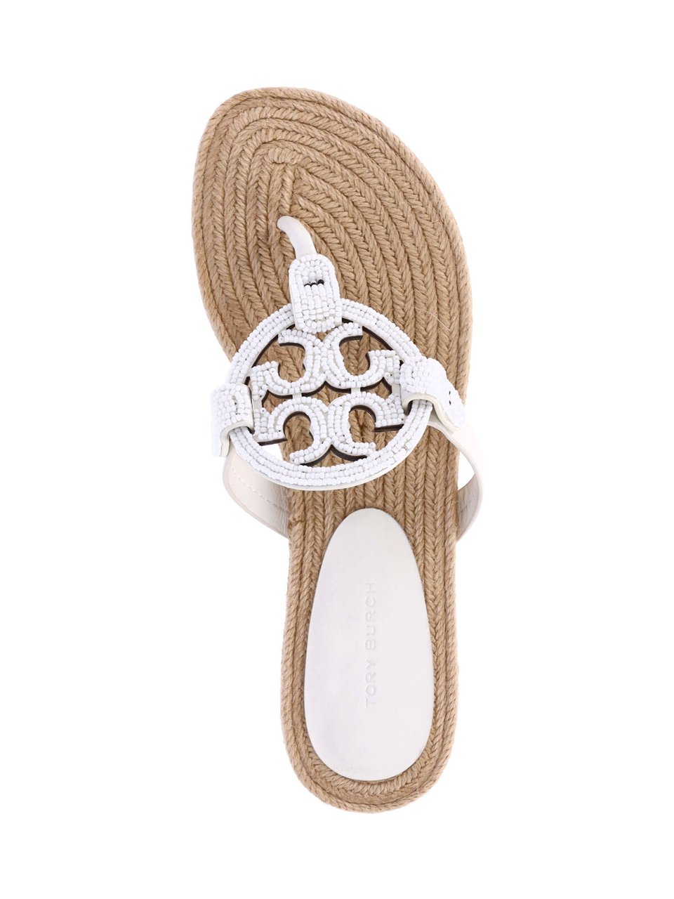 Tory Burch White Leather Miller Espadrilles Flats Wit