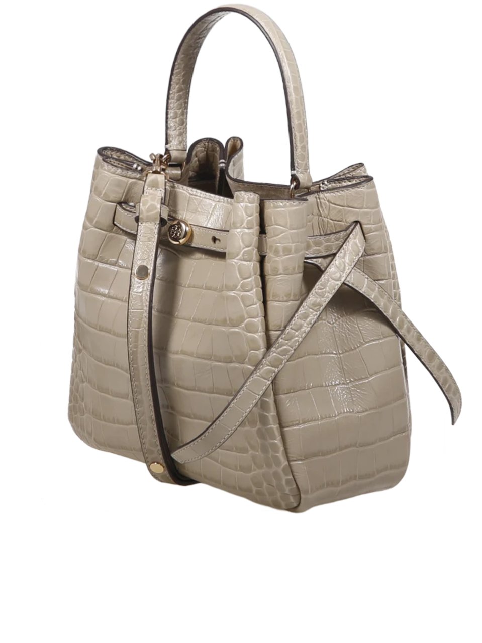 Tory Burch Crocodile-Embossed Leather Romy Bucket Bag Groen