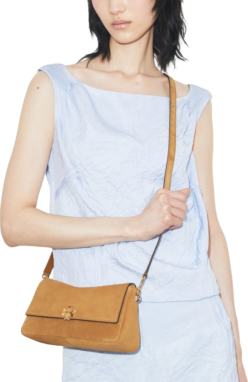 Tory Burch Brown Charlie Small Suede Shoulder Bag Bruin