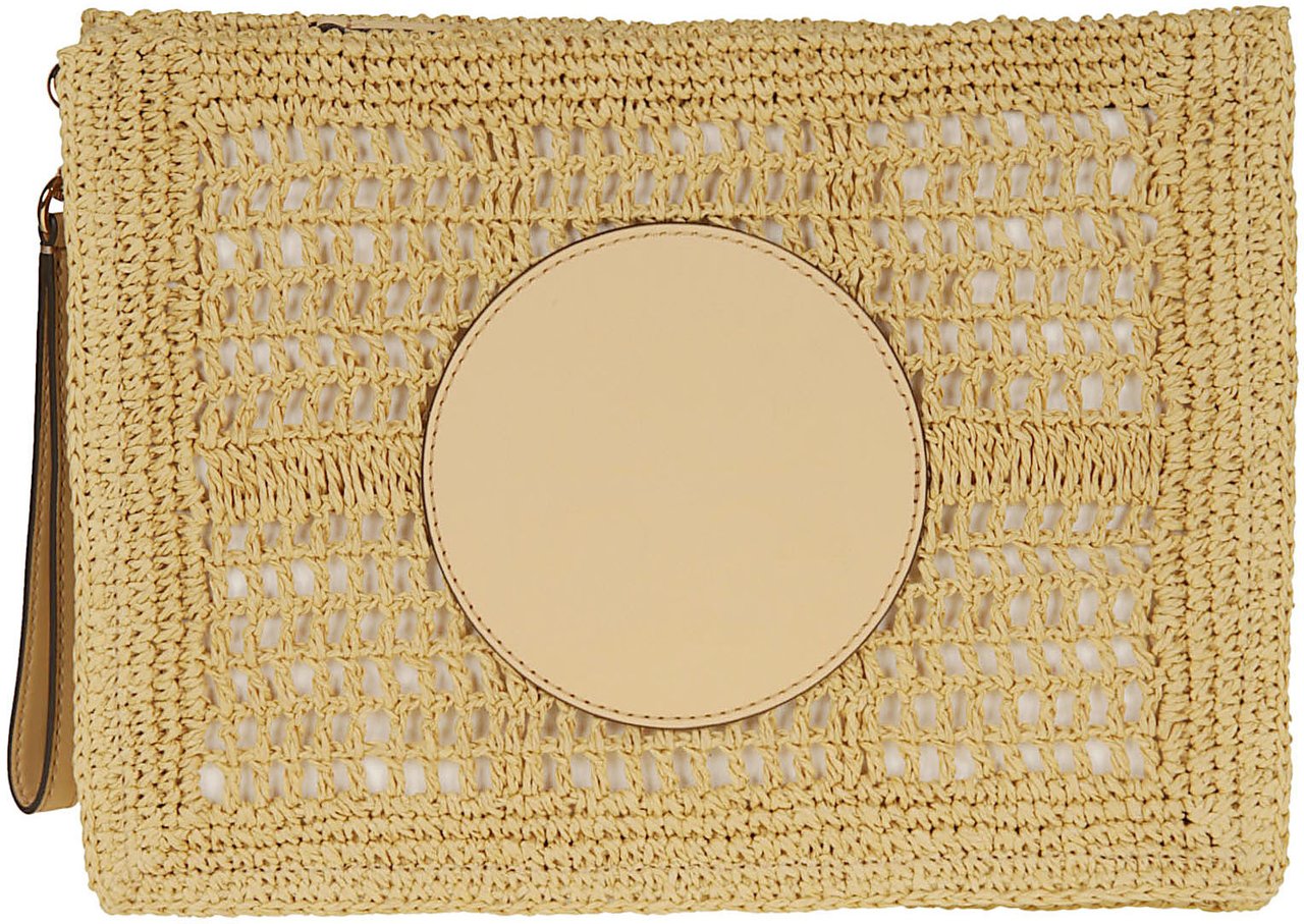 Tory Burch Ella Hand Crocheted Pouch Bag Nude Beige