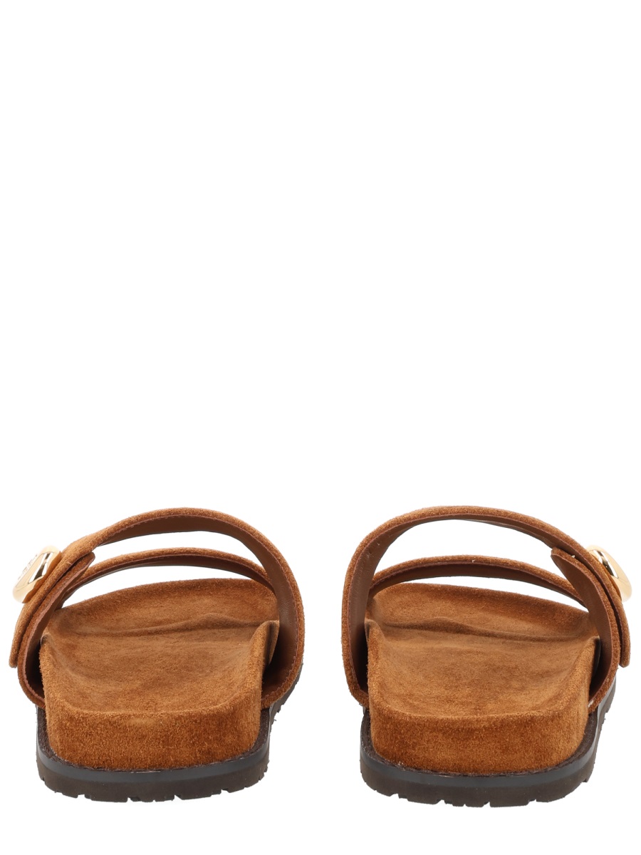 Tory Burch Brown Romy Wide Suede Slide Sandals Bruin