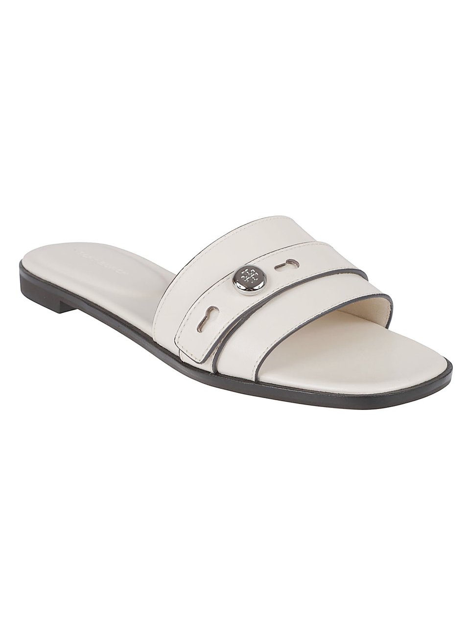 Tory Burch Flat Slide Sandals With Belt-Like Strap Wit