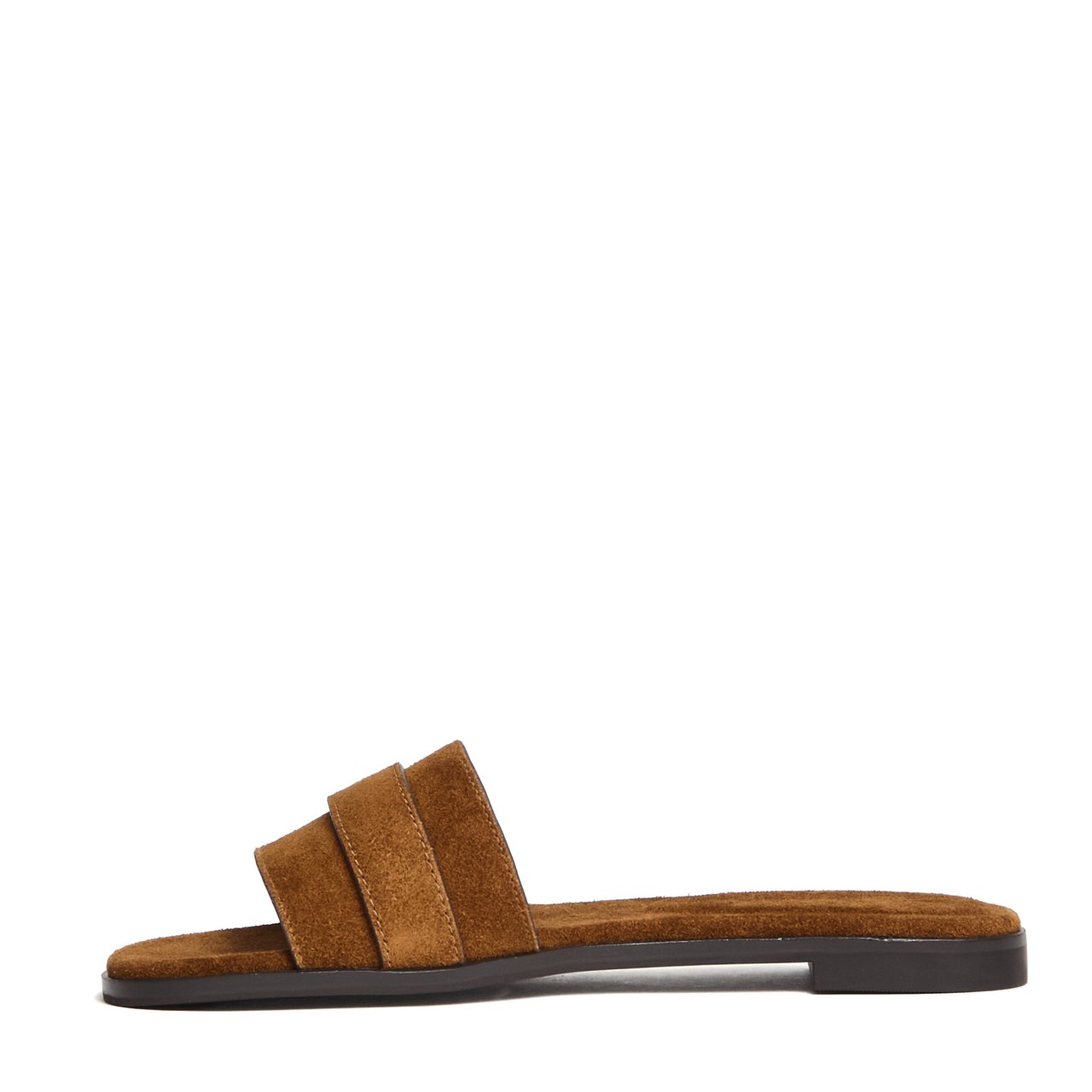 Tory Burch Romy Suede Nappa Lined Flat Sandals Bruin
