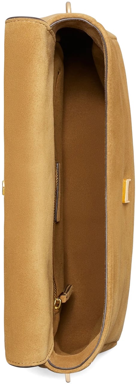 Tory Burch Brown Charlie Structured Suede Shoulder Bag Bruin