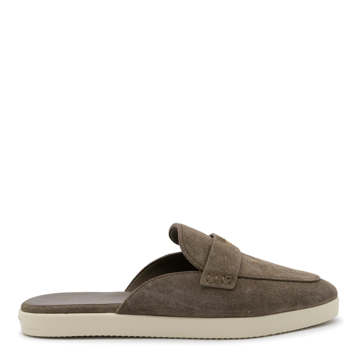 Tory Burch Brown Suede Open Back Loafers Grijs