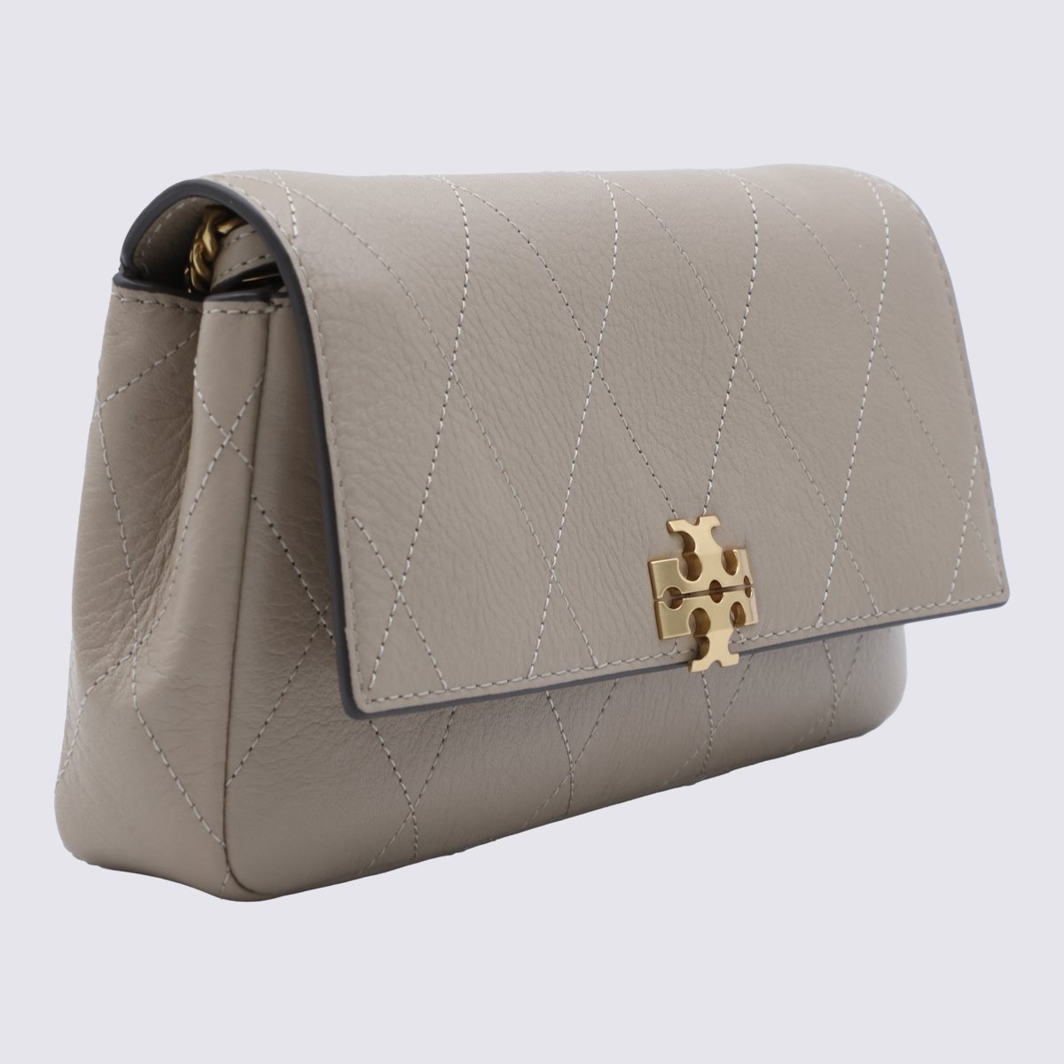 Tory Burch Quilted Rectangular Tory Burch Handbag With Gold-Tone Logo Clasp Bruin