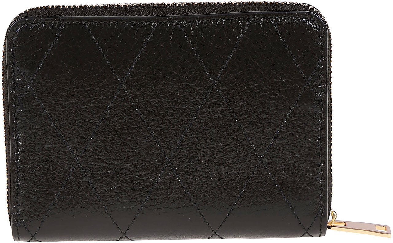 Tory Burch Charlie Quilted Small Zip Around Wallet Black Zwart
