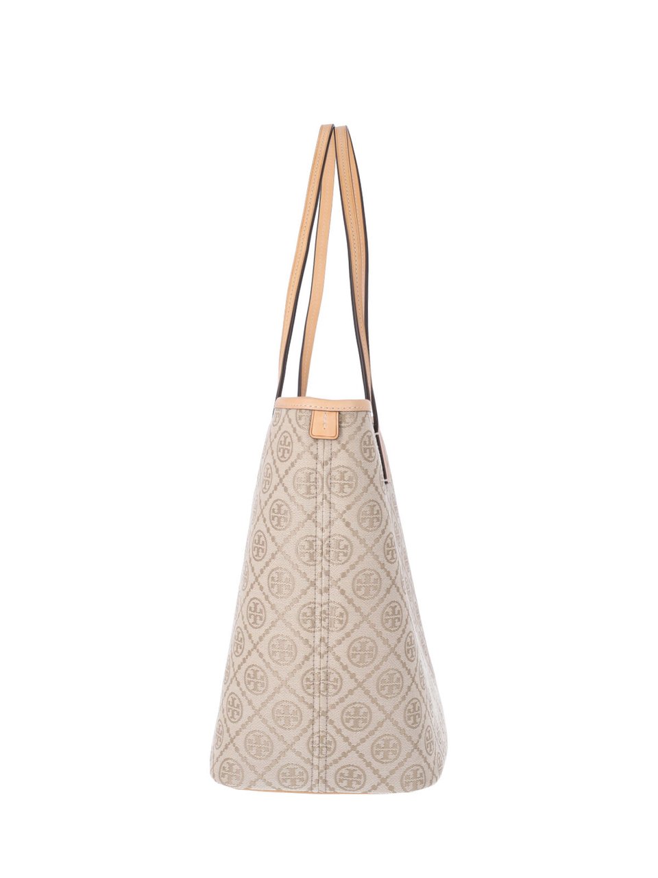 Tory Burch White T Monogram Canvas Tote Bag Neutraal