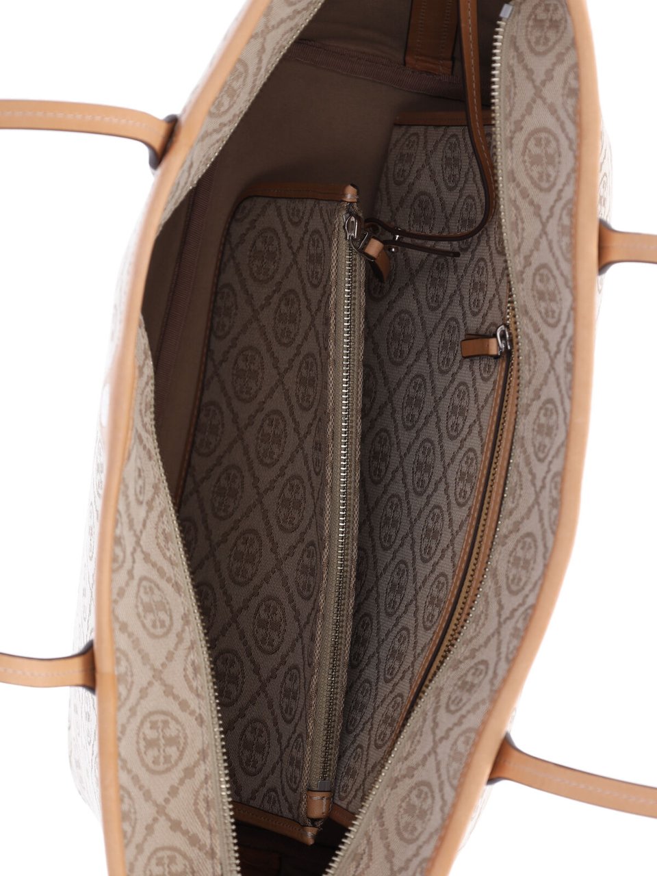 Tory Burch White T Monogram Canvas Tote Bag Neutraal