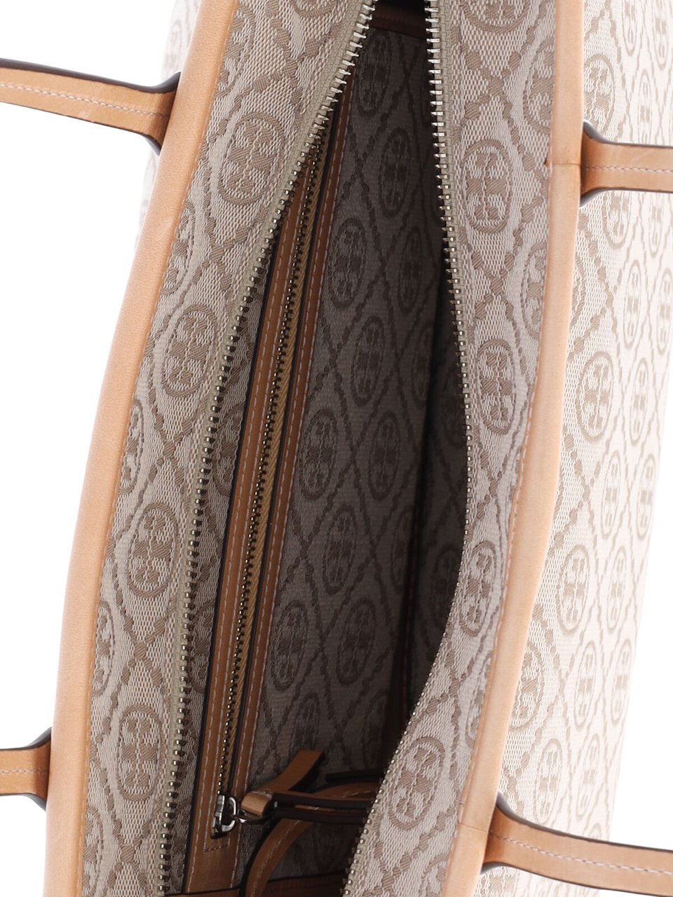 Tory Burch White T Monogram Canvas Tote Bag Neutraal