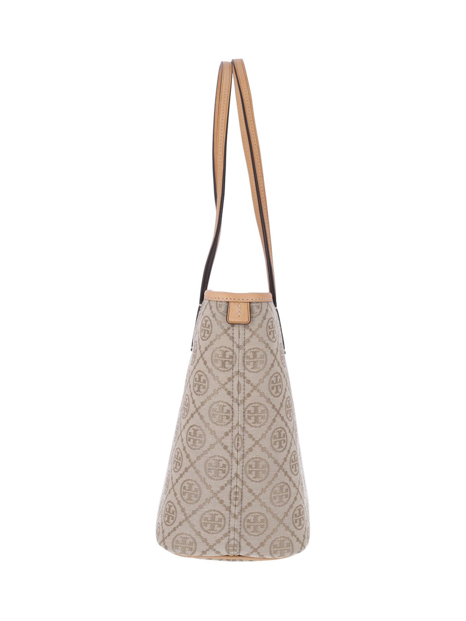 Tory Burch White T Monogram Canvas Tote Bag Neutraal