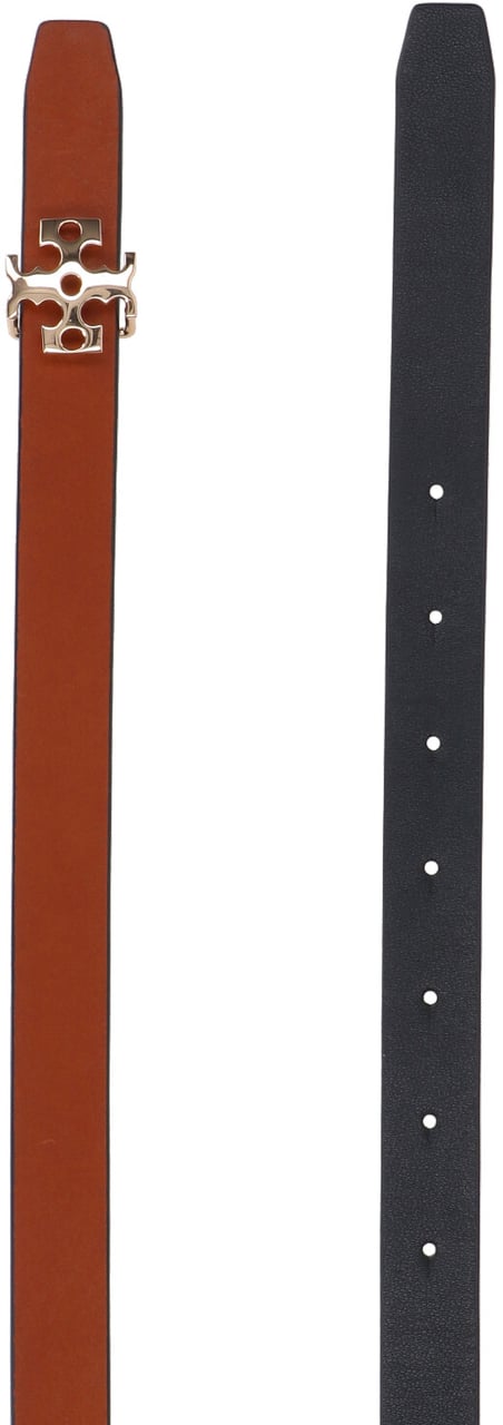 Tory Burch Reversible Logo Belt Black Zwart