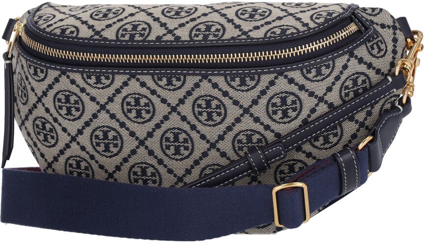 Tory Burch "T Monogram" Bum Bag, In Blue Cotton Grijs