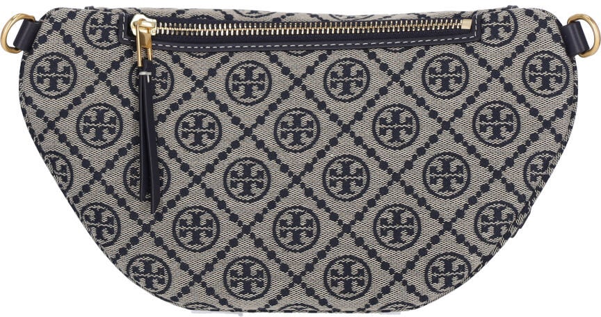 Tory Burch "T Monogram" Bum Bag, In Blue Cotton Grijs