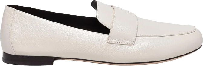 Tory Burch Refined White Leather Loafers with Silhouette Wit
