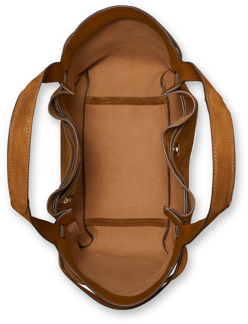 Tory Burch Spacious Brown Suede Tote with Leather Trim Accents Oranje