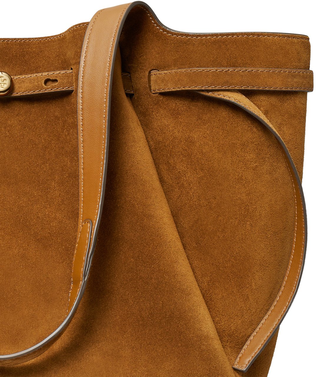 Tory Burch Spacious Brown Suede Tote with Leather Trim Accents Oranje