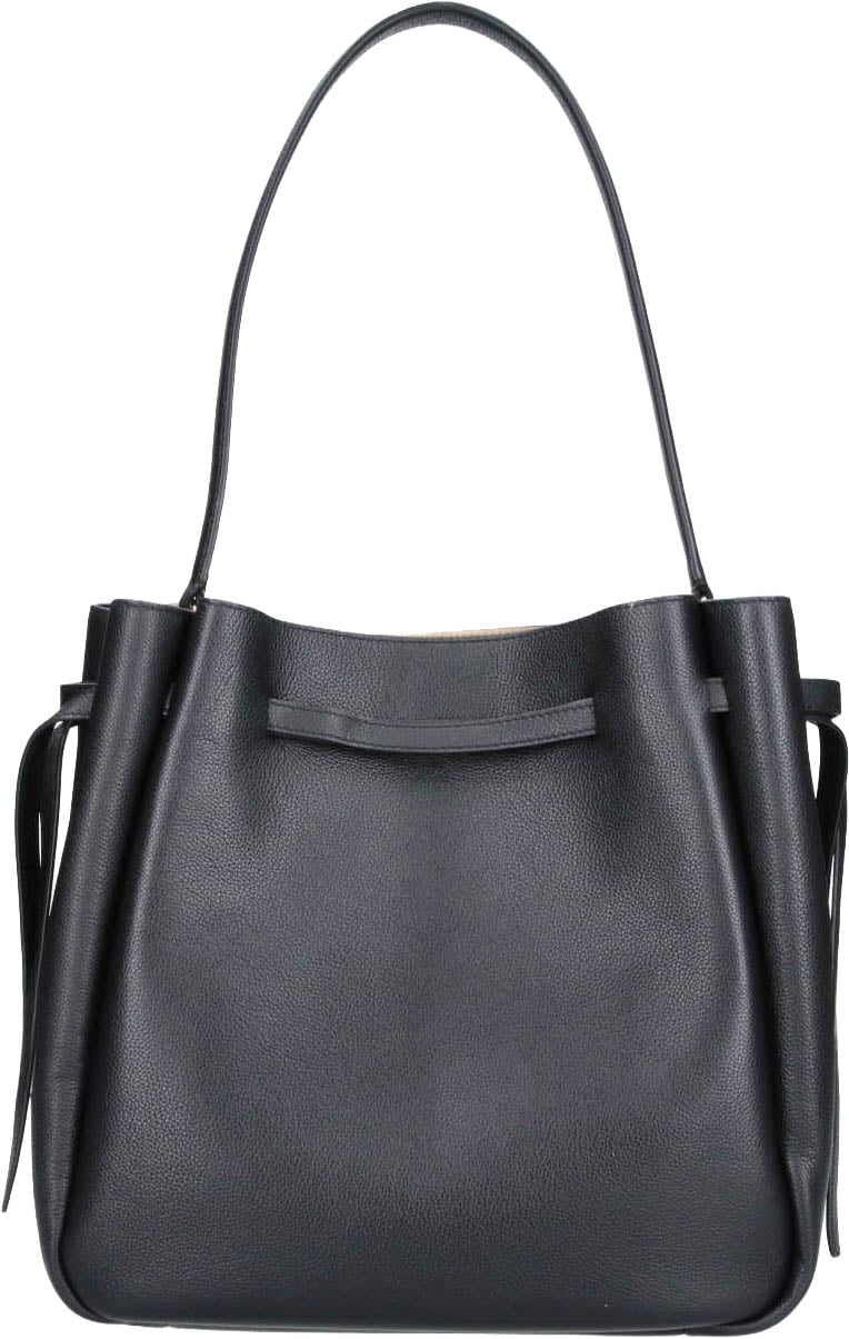 Tory Burch Black Romy Large Leather Bucket Bag Zwart