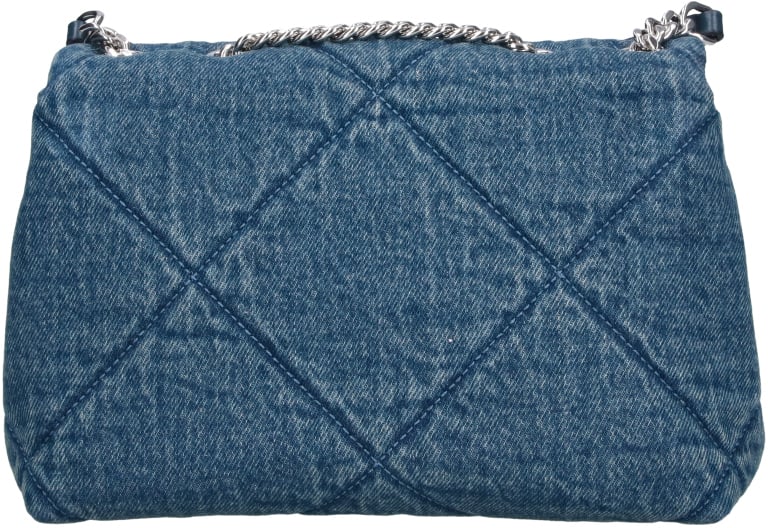 Tory Burch Blue Kira Quilted Cotton Bag Blauw