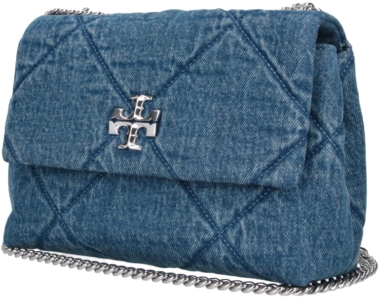 Tory Burch Blue Kira Quilted Cotton Bag Blauw