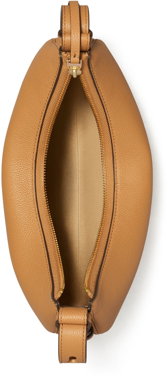 Tory Burch Crescent-Shaped Textured Leather Romy Half Moon Bag Oranje