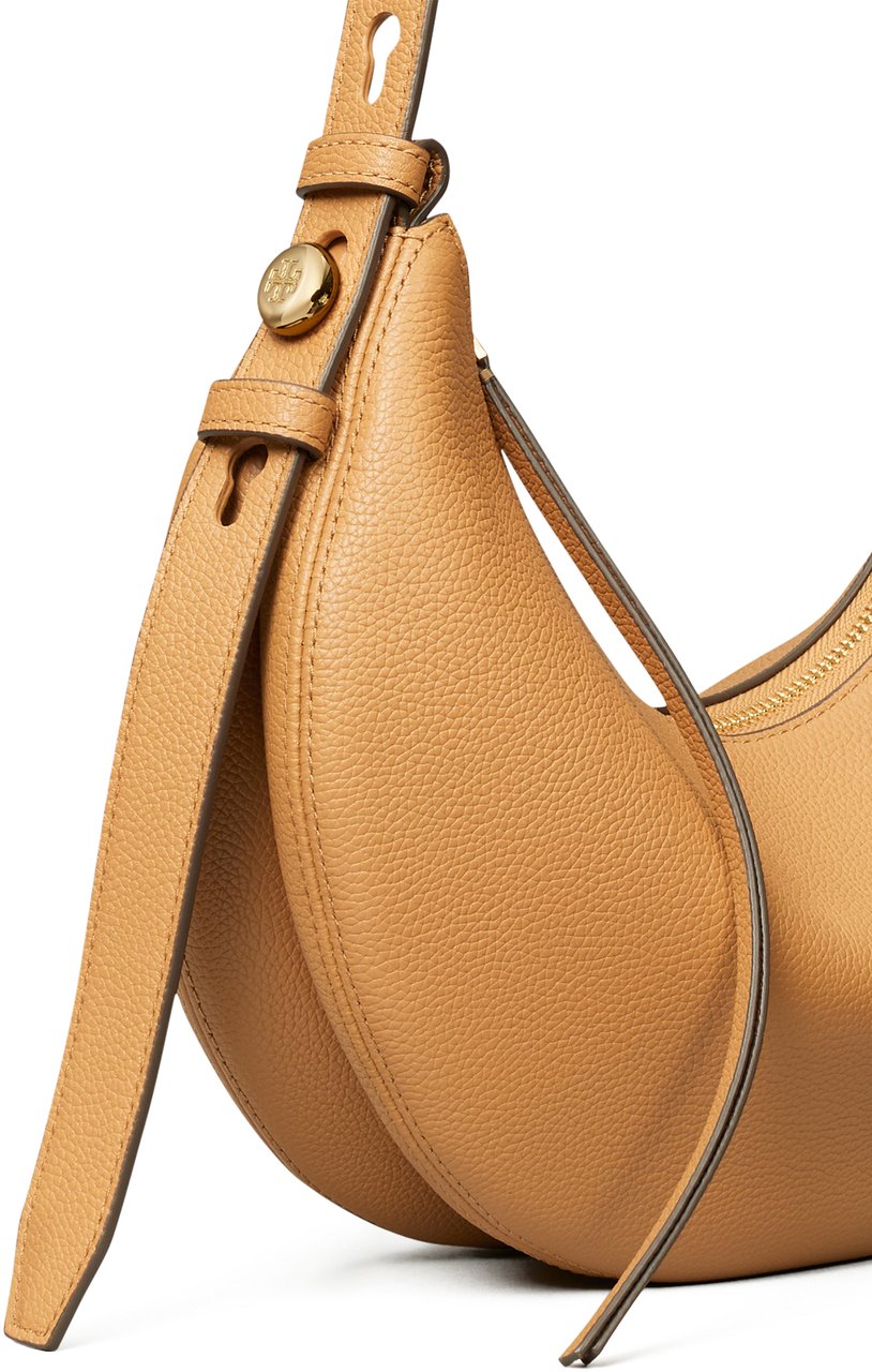 Tory Burch Crescent-Shaped Textured Leather Romy Half Moon Bag Oranje