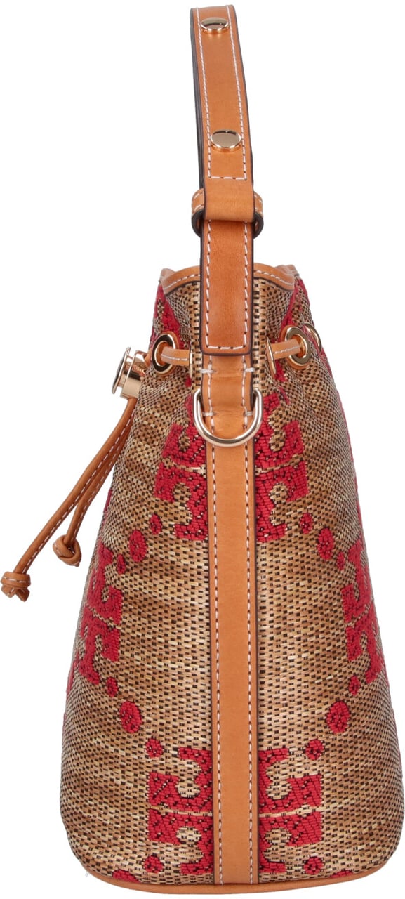 Tory Burch Brown T Monogram Fabric Bucket Bag Bruin