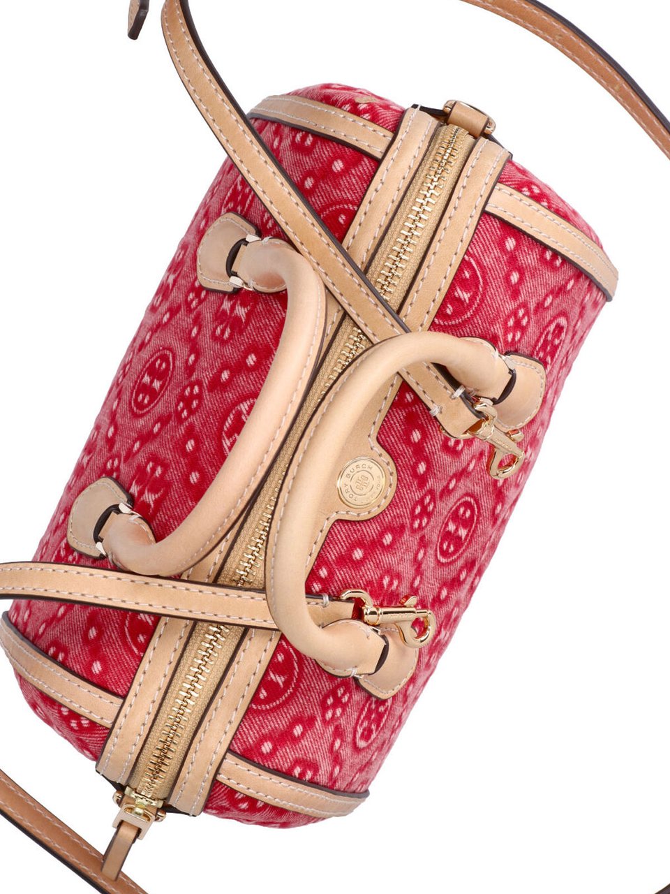 Tory Burch Red Monogram Petite Barrel Bag Rood