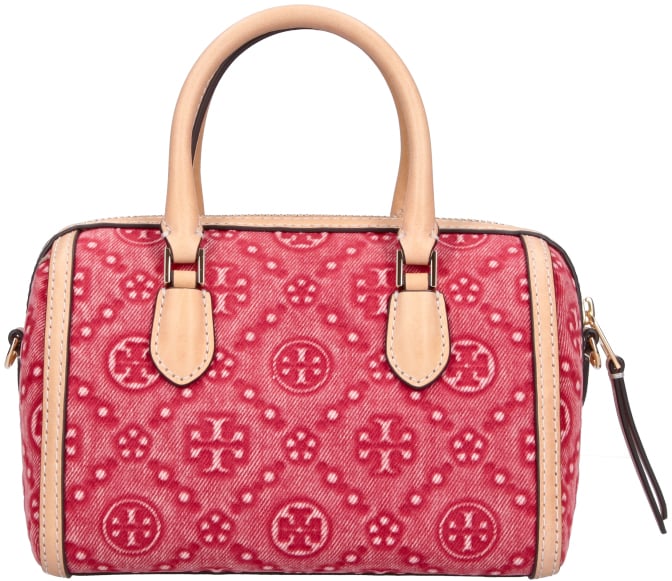 Tory Burch Red Monogram Petite Barrel Bag Rood