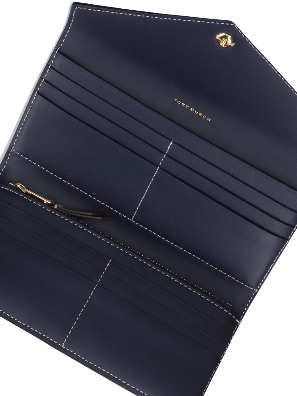 Tory Burch Beige T Monogram Jacquard Trifold Wallet Blauw