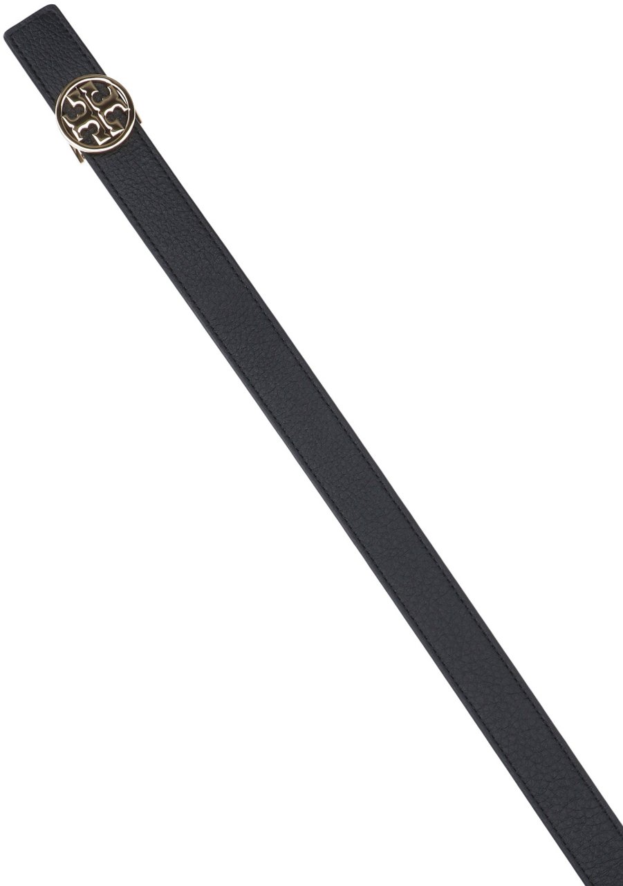 Tory Burch Black/Brown Miller Reversible Leather Belt Zwart