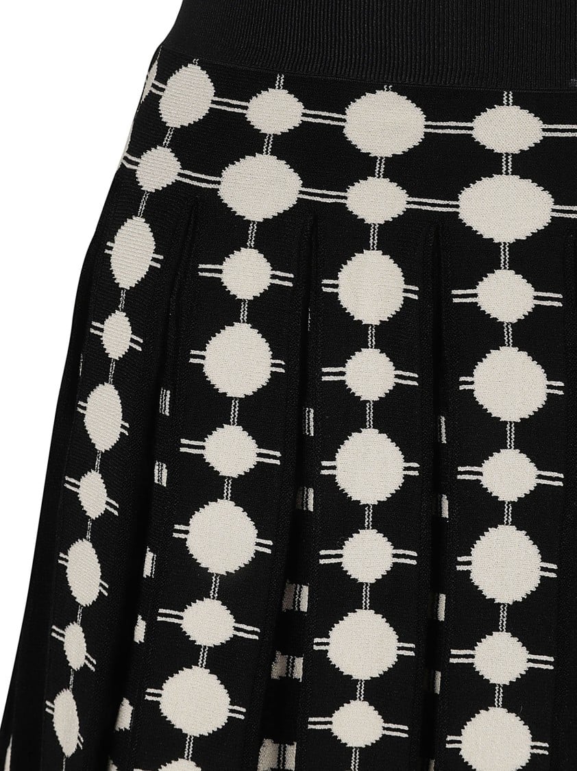 Tory Burch Pleated Skirt With Geometric Dot Pattern Zwart