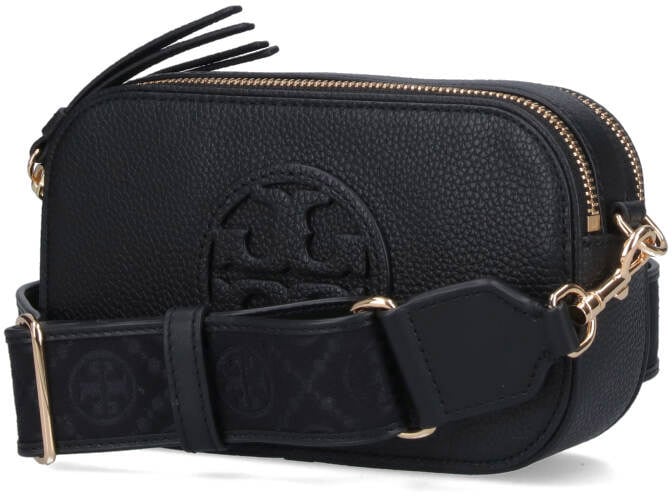 Tory Burch Black Miller Double Zip Leather Bag Zwart