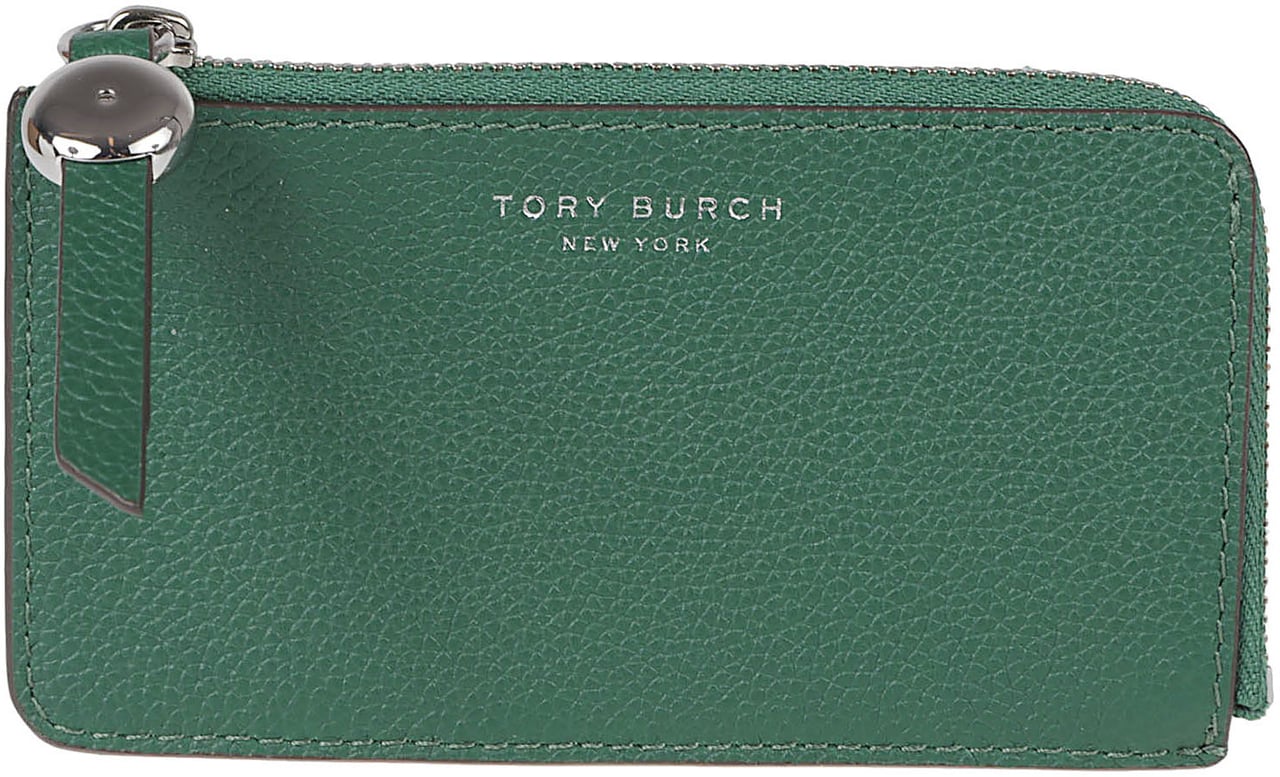 Tory Burch Textured Leather Cardholder Wallet Grijs