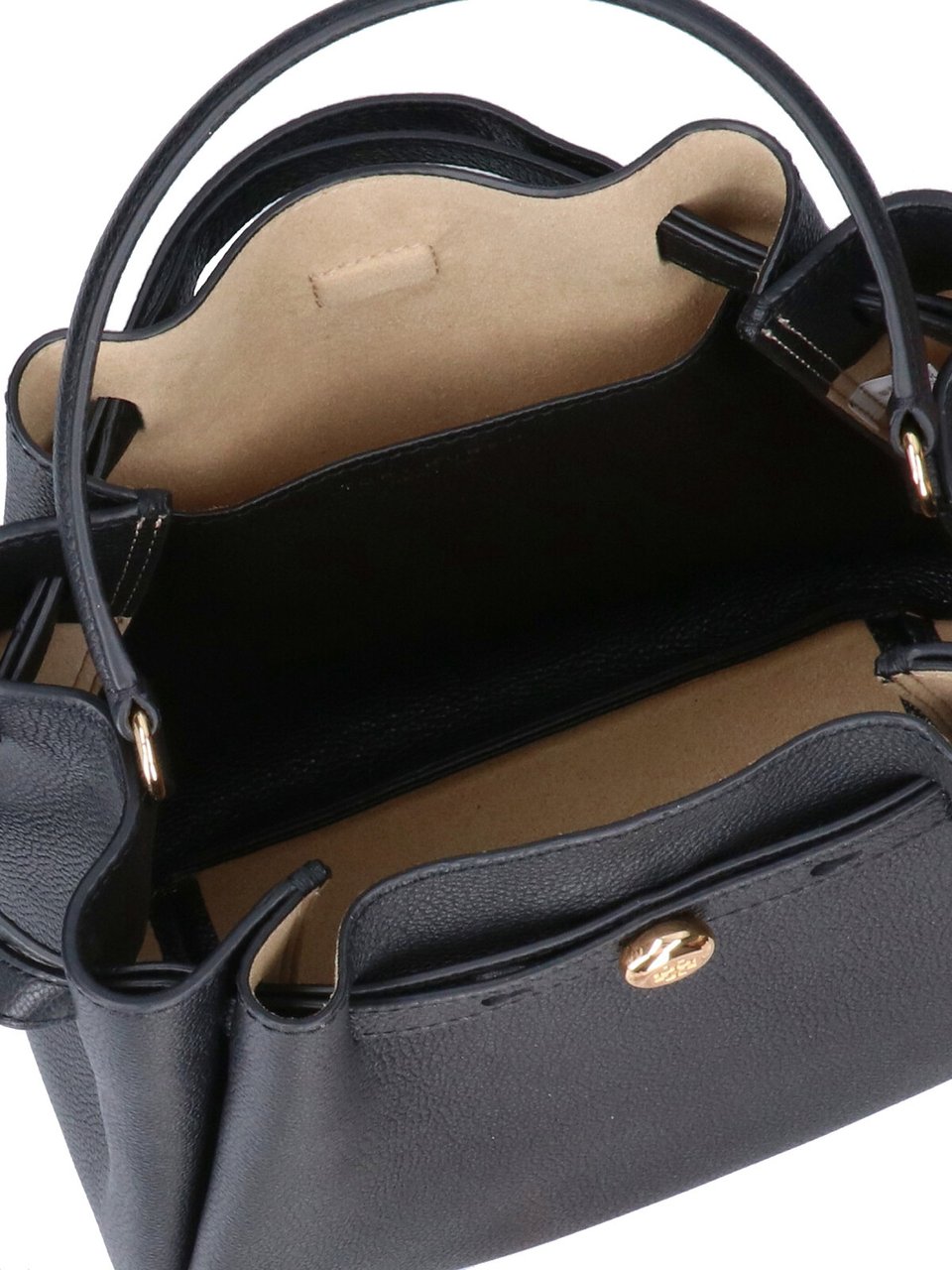 Tory Burch Black Romy Grain Leather Bucket Bag Zwart