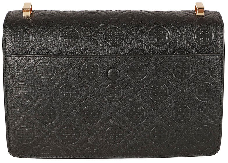 Tory Burch Quilted Black Cow Leather Handbag Zwart