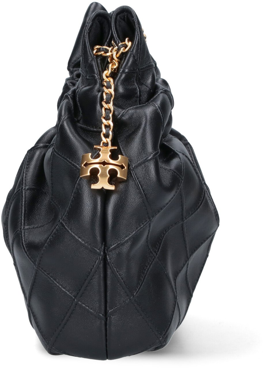 Tory Burch Black Fleming Quilted Lambskin Mini Bag Zwart