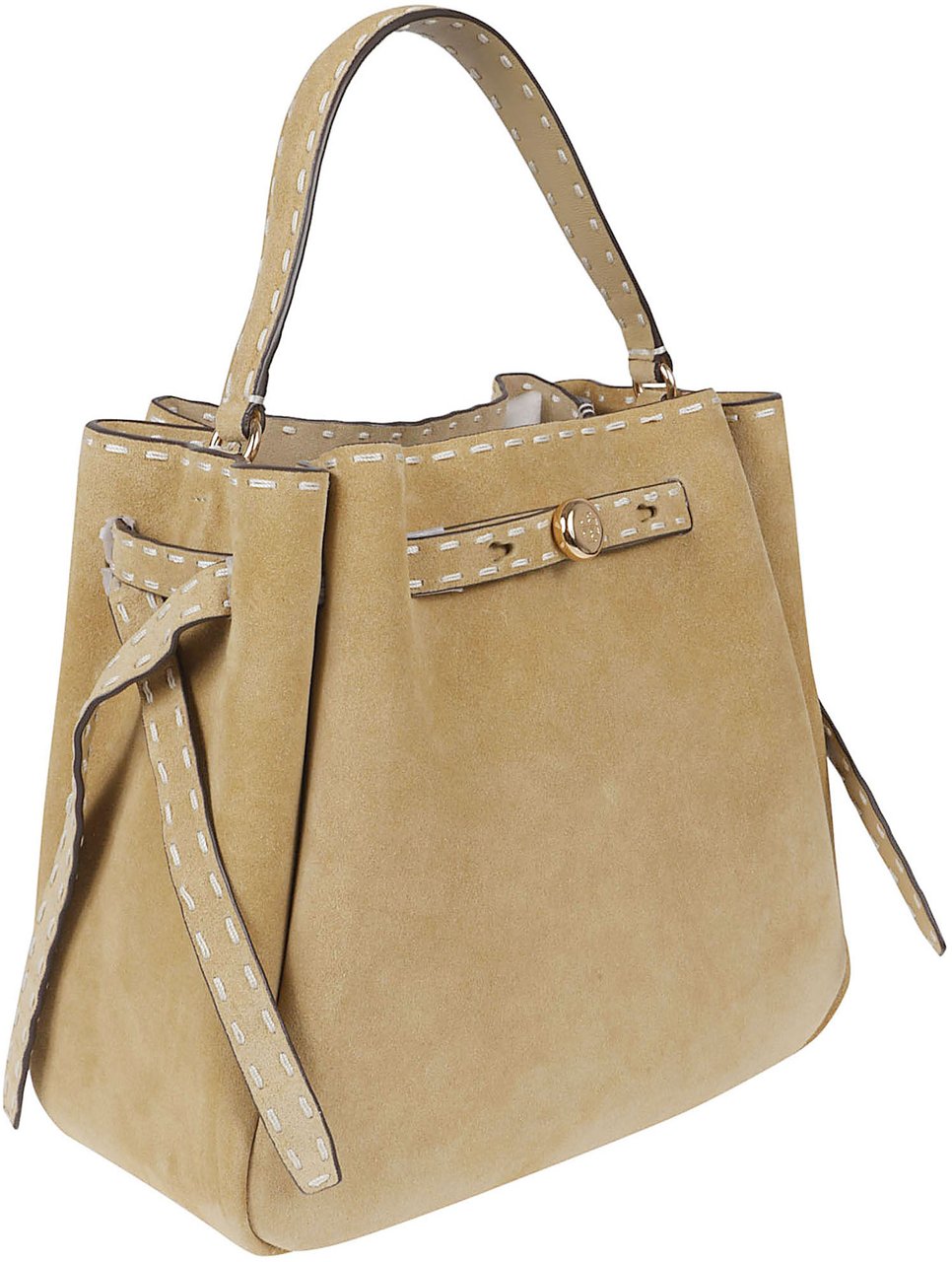 Tory Burch Handcrafted Brushed Suede Bucket Bag Bruin
