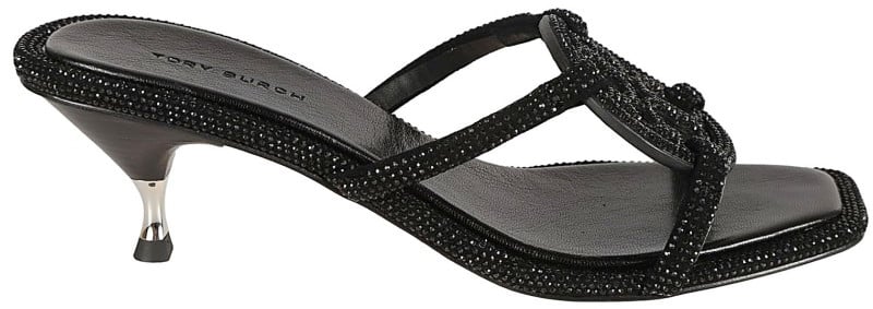 Tory Burch Pointed Toe Heeled Sandals With Decorative Embellishment Zwart