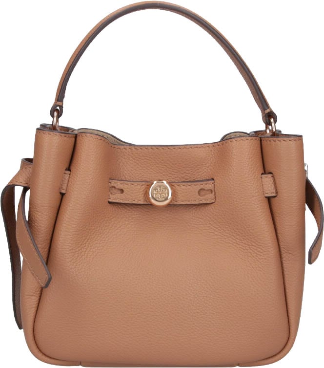 Tory Burch Beige Romy Mini Leather Bucket Bag Bruin