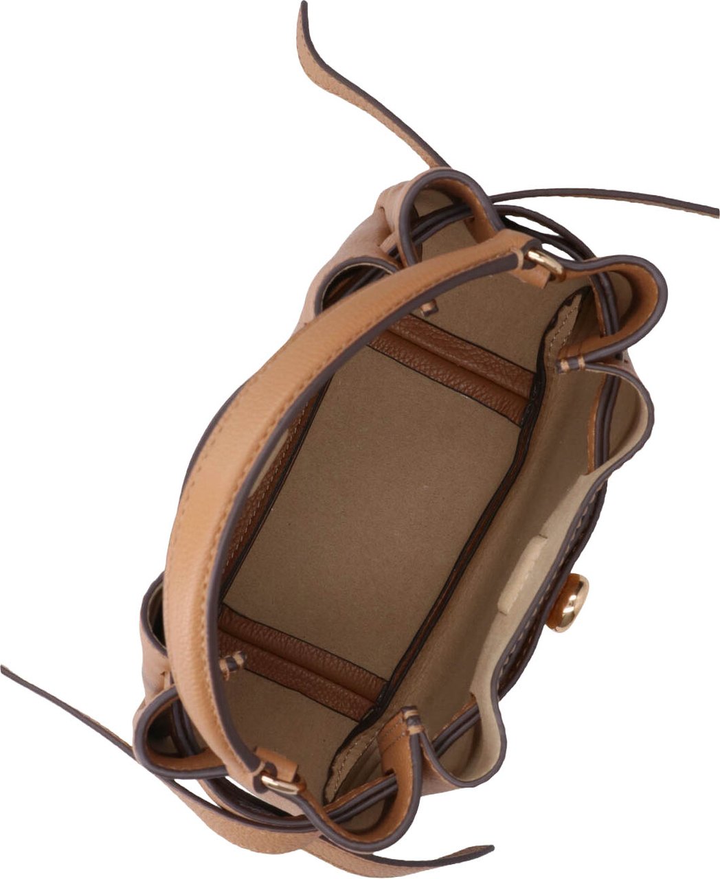 Tory Burch Beige Romy Mini Leather Bucket Bag Bruin