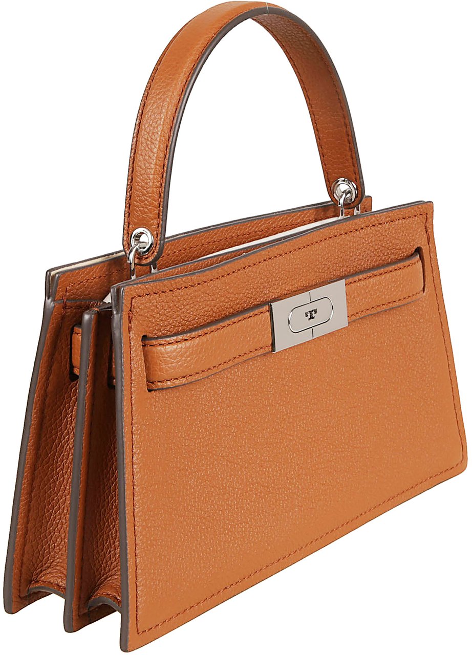 Tory Burch Trapezoidal Leather and Suede Handbag Oranje