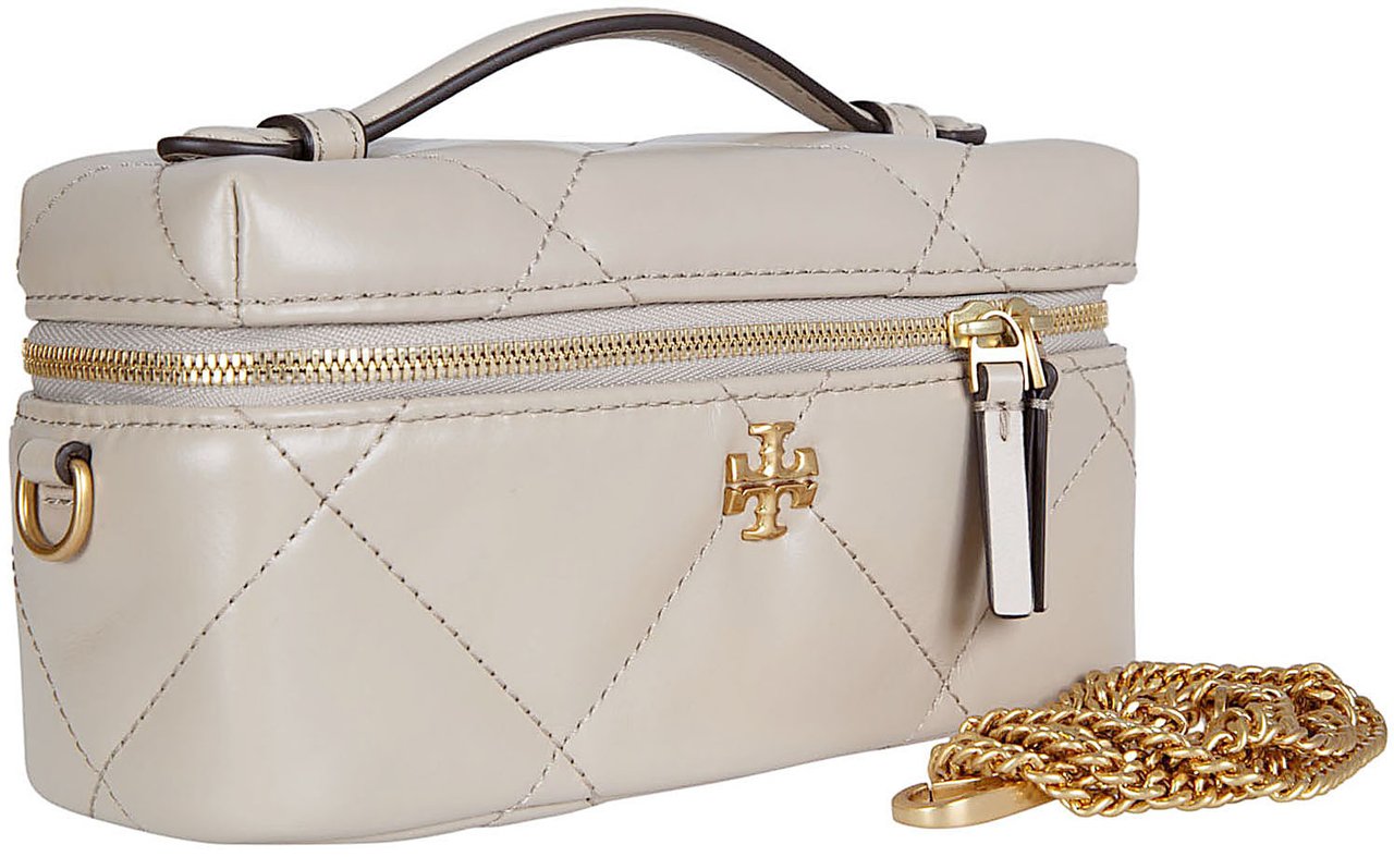 Tory Burch Quilted Vanity Wallet with Gold-tone Hardware and Chain Strap Wit