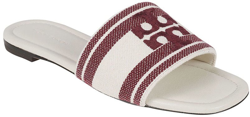 Tory Burch Open-Toe Sandals With Striped Logo Strap Wit