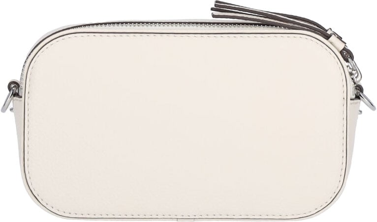 Tory Burch White Miller Double Zip Leather Bag Wit