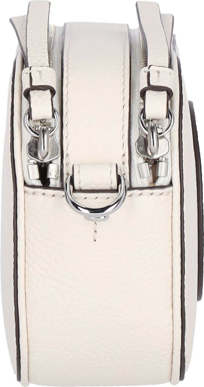 Tory Burch White Miller Double Zip Leather Bag Wit