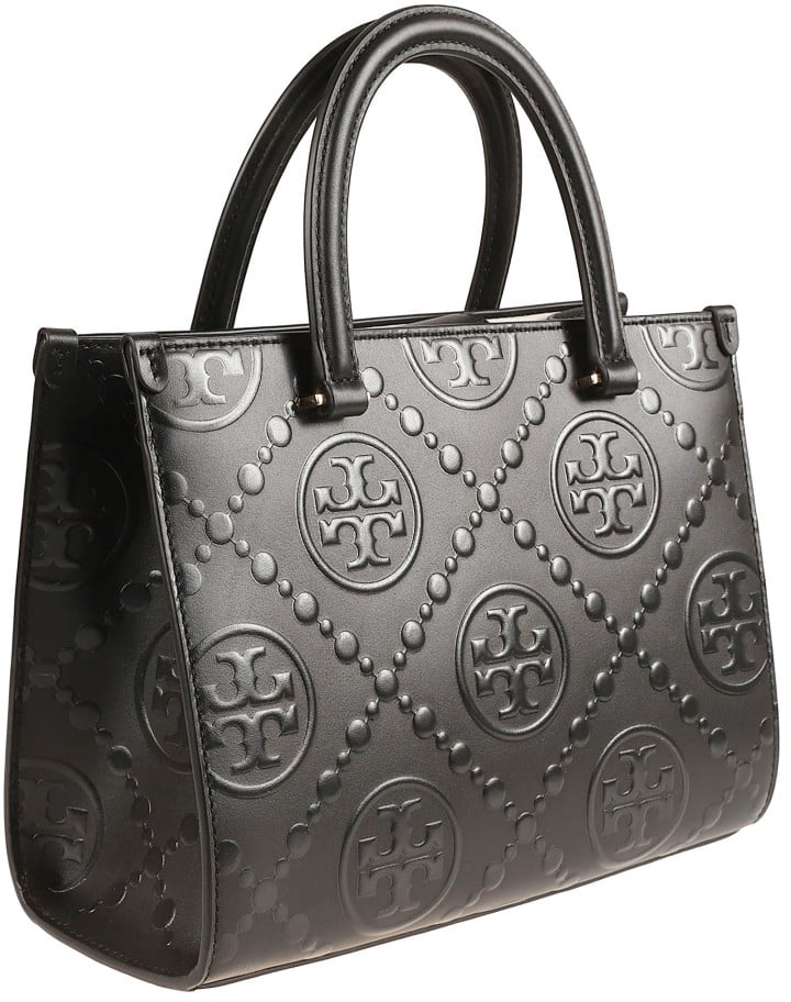 Tory Burch Medium Tote Bag In Embossed Leather Zwart