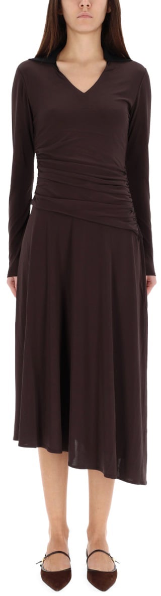 Tory Burch ASYMMETRICAL MIDI DRESS Bruin